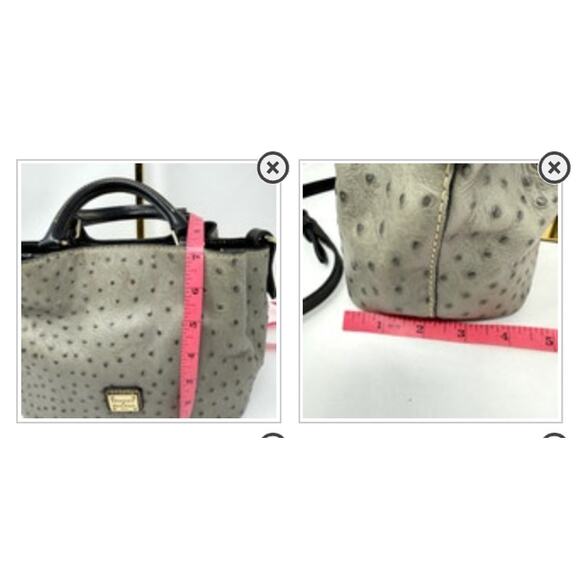 Dooney & Bourke Ostrich Embossed Leather Satchel Crossbody Gray Bag - Picture 8 of 16